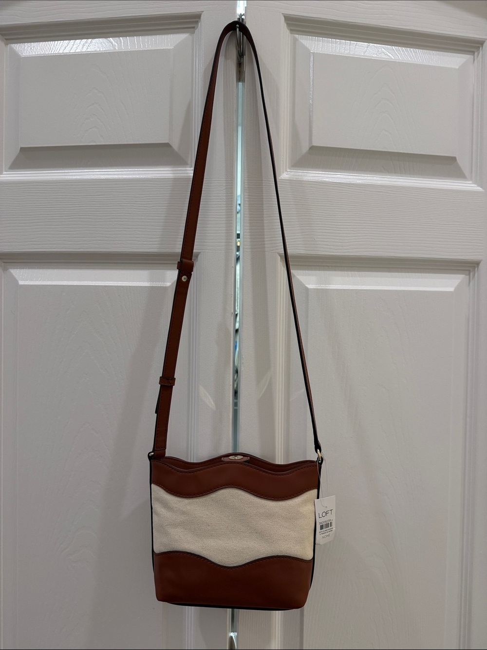 LOFT Brown & Cream Wavy Two-Tone Crossbody Bag